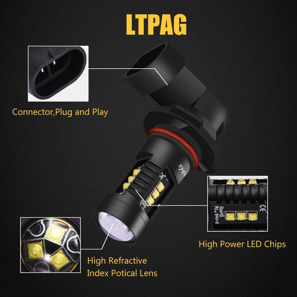 2 bombillas antiniebla blancas 9006 HB4 LED 6000K para Hyundai Accent Kia Soul EV Foto 3 de 4