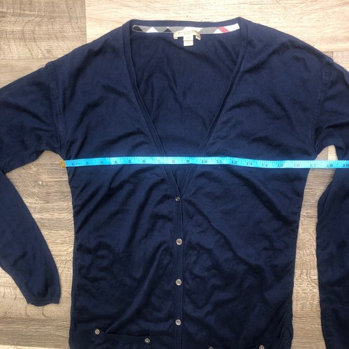 Burberry Brit Women’s Sweater Cardigan Cotton Pockets Ruched Sides Navy XS - Picture 12 of 14
