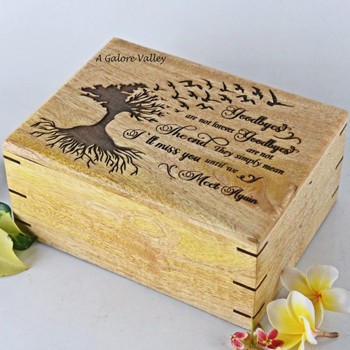 Urna de madera para cenizas humanas y mascotas | Urna decorativa recuerdo funeral árbol de la vida - Imagen 3 de 9
