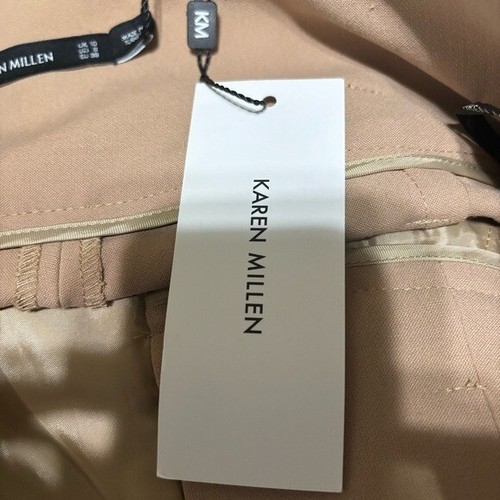 KAREN MILLEN Compact Stretch High Waisted Wide Leg Trouser in Camel Size 6 - Picture 11 of 13