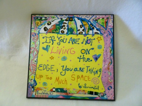 8 1/4" Square Wall Hanging/Picture-"Living on the Edge" Theme-Comical/Gag Gift-L - Picture 1 of 4