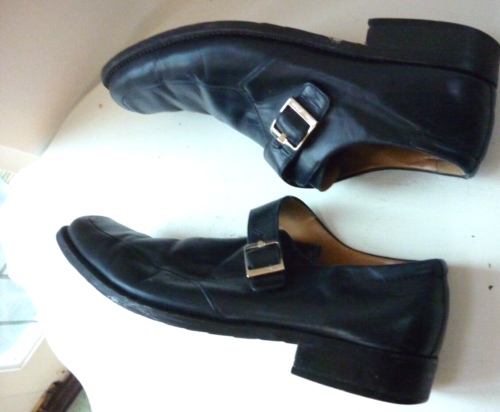 BALLY SWITZERLAND MENS NAVY LEATHER MONK SHOES GREAT USED CONDITION SIZE UK 9E - Picture 4 of 12
