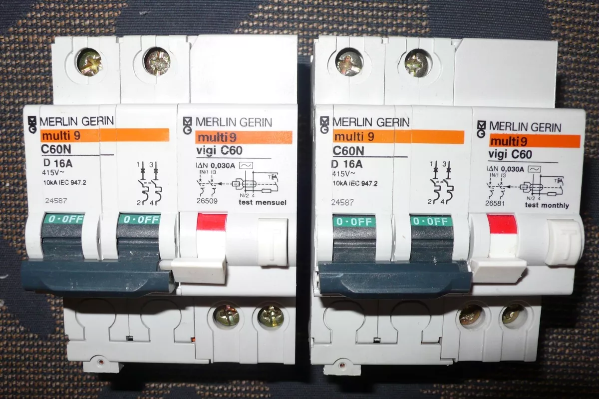 Disjoncteur Machine à Laver 16a DISJONCTEUR DIFFERENTIEL 2 POLES PROTEGE 16A 30mA COURBE D MERLIN GERIN 16AMPERE | eBay