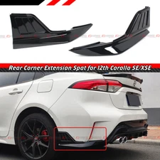 FOR 20-26 TOYOTA COROLLA LE XLE SE XSE GLOSS BLACK REAR BUMPER CORNER APRON SPAT