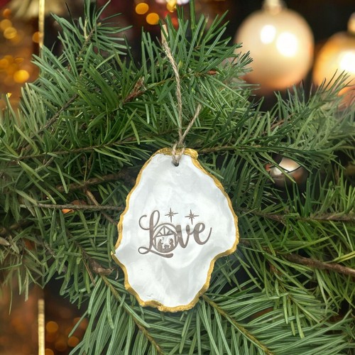 Belén de amor grabado con cáscara de ostra adornos de Navidad decoración de regalo hecho a mano - Imagen 5 de 8