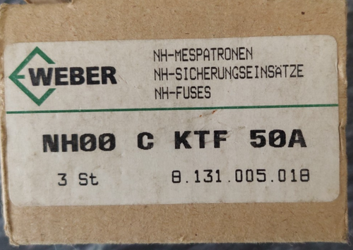 WEBER - 3er pack - NH00 C KTF 50A - NH-Sicherungseinsätze - neu - Bild 3 von 4