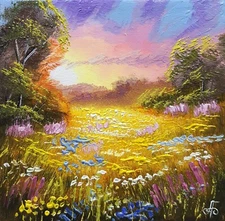 Original Summer Painting Home Decor Landscape Wall Art Best Gift Ukraine Artist