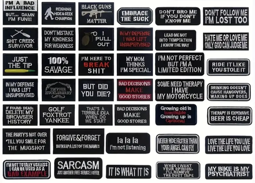 BIKER MOTORCYCLE - FUNNY MEMES - Iron On/Sew-On Embroidered Patches - YOU PICK - Picture 102 of 234