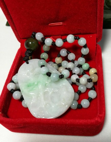 Certified A grade jadeite jade hand carved bird pendant necklace L60cm - Bild 7 von 8