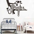 Cartoon Leopard Safari Tree Wall Sticker Forest Jungle Leopard Animal Branch