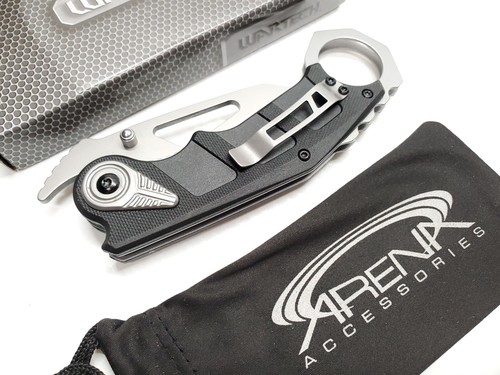 Front Flipper Wharncliffe Blade Assisted Pocket Knife Tip Up Gut Hook Black EDC - Picture 3 of 4