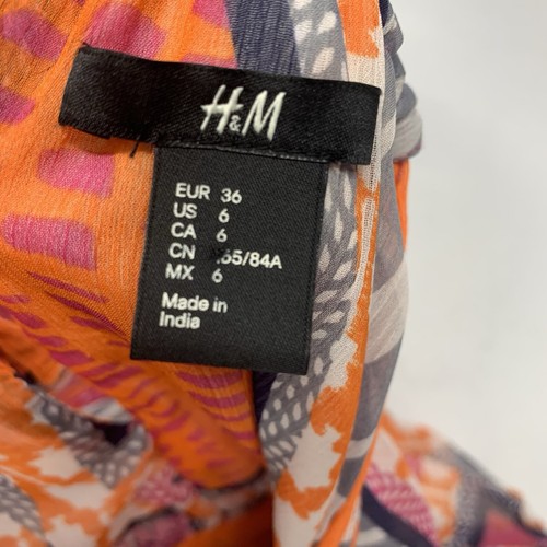 H & M Maxi Dress 6 Pink Abstract Empire Flowy Adjust Tropical Beachy Fairy Boho - Picture 12 of 14