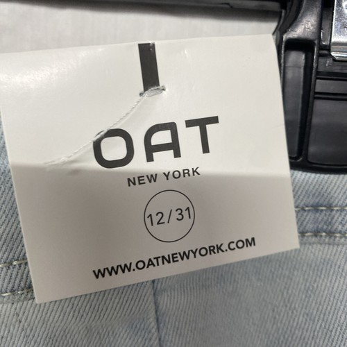 Oat New York Wide Leg High Waist Jeans Blue Denim Raw Hem Patch Pocket 12/31 - Picture 6 of 6