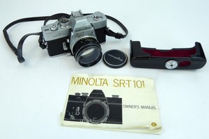 Minolta-Film-Camera-SRT-101-SLR-w-Rokkor-PF-55mm-f-1-7-Lens-amp-Manual-Vintage