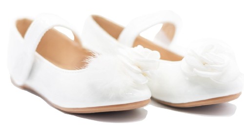 CHILDRENS GIRLS FLAT PARTY KIDS WEDDING PRICRSS FLOWER PUMPS BRIDESMAIDS SHOES - Picture 13 of 13