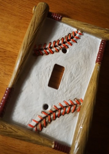Baseballschläger einzeln Kippschalter Lichtschalter Wandplatte Abdeckung Schlafzimmer Wohndeko NEU - Bild 2 von 4