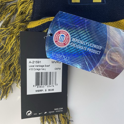 NWT Nike Scarf NCAA West Virginia University Mountaineers Scarfs MSRP $35 - Picture 2 of 5