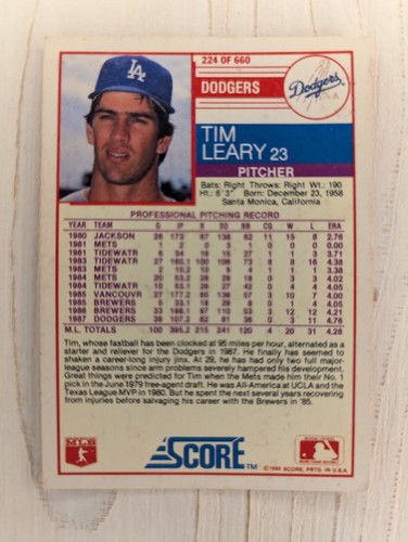 1988 Score Baseball Cards #1-349 - Mix & Match cards to save up to 40% off! - Picture 248 of 408