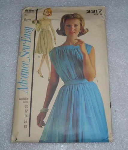 Advance Sew-Easy#3317 Misses Dress Two Bodices & Slip Pattern -Size 14 Uncut F/F