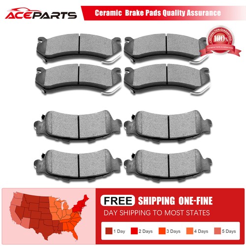 FRONT AND REAR CERAMIC DISC BRAKE PAD KIT FOR CHEVY SILVERADO 1500 GMC SAFARI V8 - Foto 1 di 8
