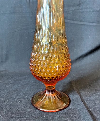 Vintage Fenton Amber Swung Vase Hobnail Pedestal Base 21" MCM 1960’s - Picture 2 of 6