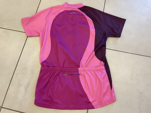 Kathmandu Cycling Jersey Women Sz 12 Pink Purple Short Sleeve Stretch Pocket Zip - Picture 8 of 14