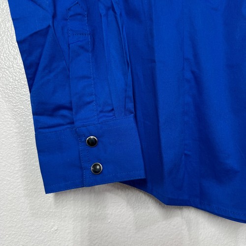 Wrangler Shirt Womens Medium Blue Long Sleeve Pointed-Front & Back Yoke Western - Picture 10 of 14