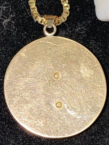 Estate 14K Gold greek goddess demeter virgo Onyx Ladies Necklace 16” September - Foto 4 di 9