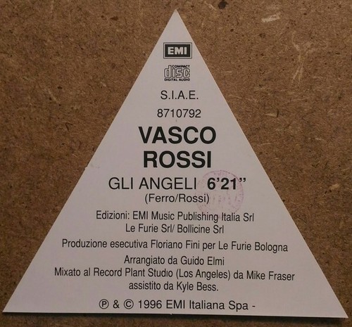 CD CD Single Shape Vasco Rossi – Gli Angeli Italy 1997 Emi – 8 71079 2 RARO - Bild 3 von 3