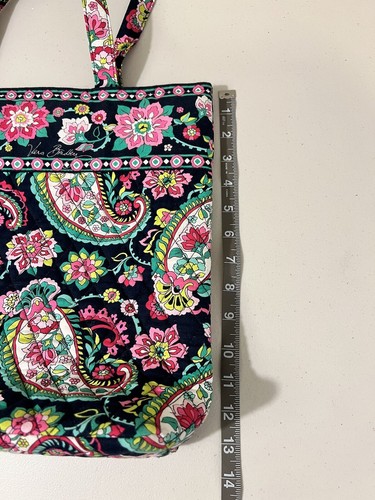 Vera Bradley Petal Paisley Shoulder Tote Handbag Pink Black Floral Retired - Picture 13 of 13
