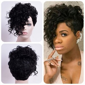 Short Curly Wig For Black Women Afro Kinky Curly Remy Ombre