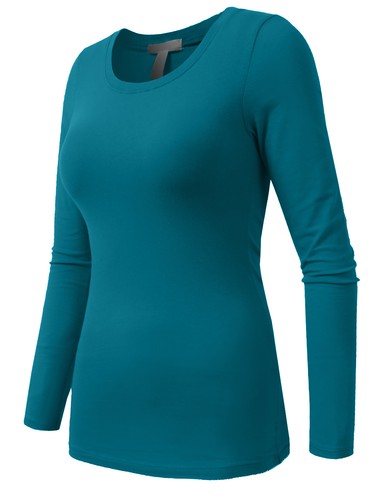 T-shirt casual NE PEOPLE da donna leggera base maniche lunghe girocollo collo casual NEWT78 - Foto 171 di 213