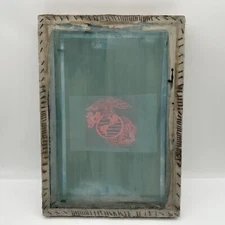 RARE Vintage SILK SCREEN FRAME Art Piece - Wooden Frame USMC US MARINES LOGO