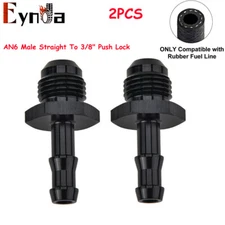 2PCS Aluminum AN6 6AN Male Flare to 3/8" Hose Barb Push Lock Adapter Fittings