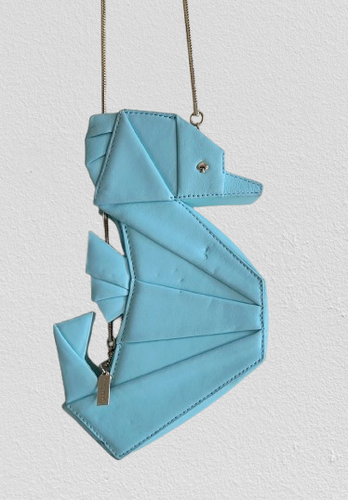 Kate Spade Origami Seahorse A Breath Fresh Air Atoll Blue Crossbody Leather Bag - Picture 2 of 10