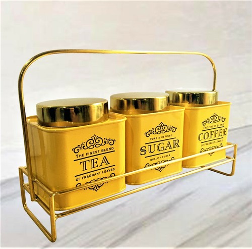 SET OF 3 TEA COFFEE SUGAR CANISTERS KITCHEN STORAGE POTS JARS - Picture 6 of 51