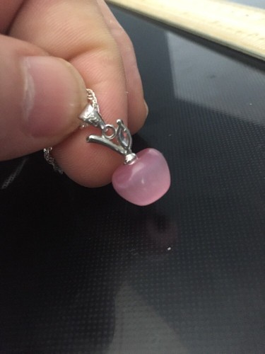 RÜHREN SILBER Halskette mit Glas Apfel Anhänger klar STRASS wie ein Blatt, - Bild 12 von 12