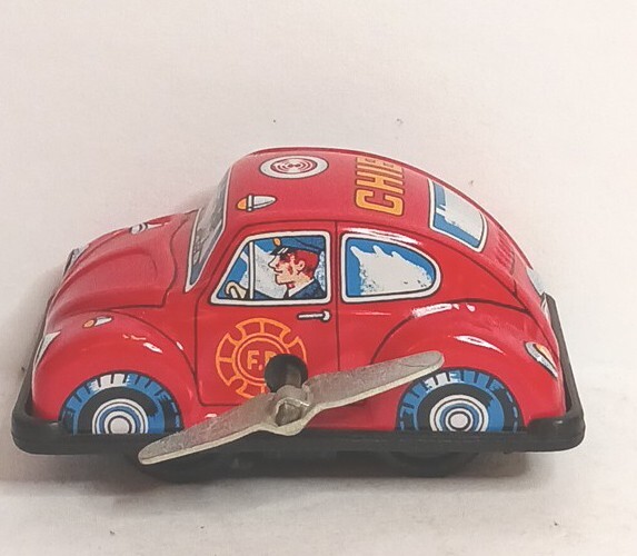Yonezawa VW Volkswagon Beetle Fire Chief Wind Up Vintage