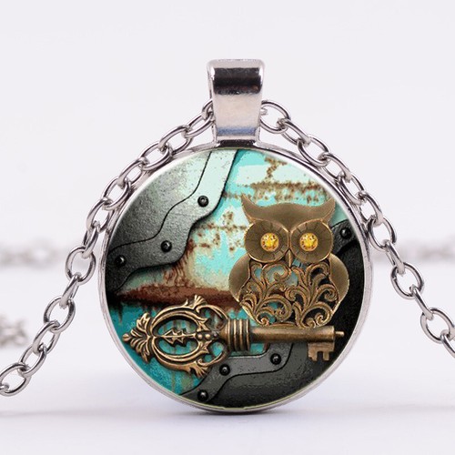 Fashion Style Vintage Jewelry Cabochon Pendant Tibetan Silver Chain Necklace - Picture 15 of 55