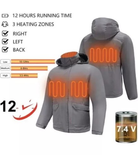 Addheat beheizbare schwarze Softshelljacke Mantel mit Kapuze 3XL - Bild 2 von 24