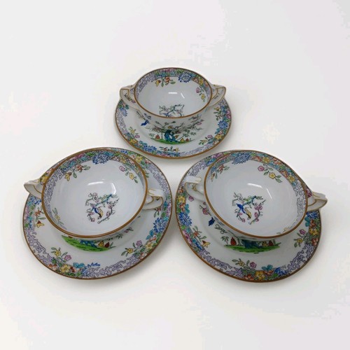 Minton Emperor's Garden Boullion Taza y Platillo Lote de 3 English Bone China B919 - Imagen 1 de 21
