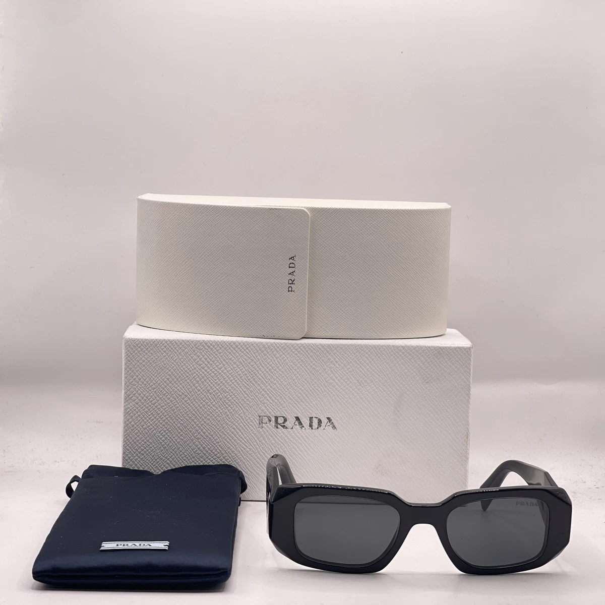Prada Black Square Sunglasses with Case Prada SPRA07S Square Sunglasses | Fashion Eyewear US main image 4