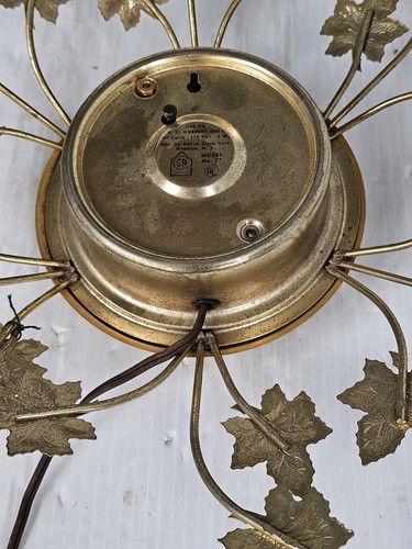 Mid-Century 1950s Starburst Gold-Leaf Vintage Original Wall Clock 17"w/Tag Works - Picture 10 of 13