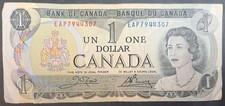(1973-84) Canada 1 Dollar P85c, signatures Crow-Bouey, EAP7944307.
