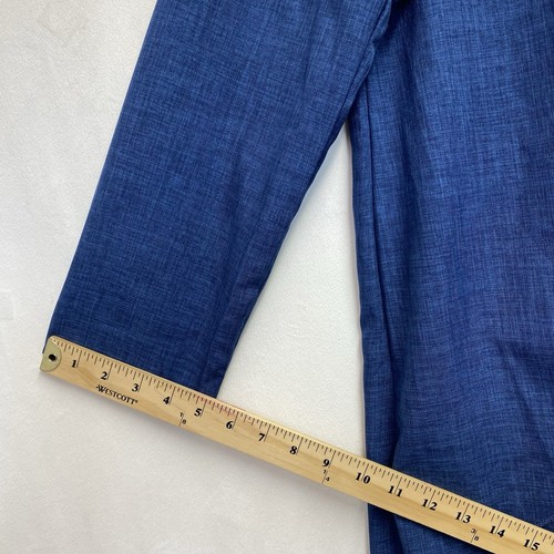 Unbranded Linen Long Sleeve Band Collar Button-Up Shirt Women XL Blue Hi-Low - Picture 11 of 13