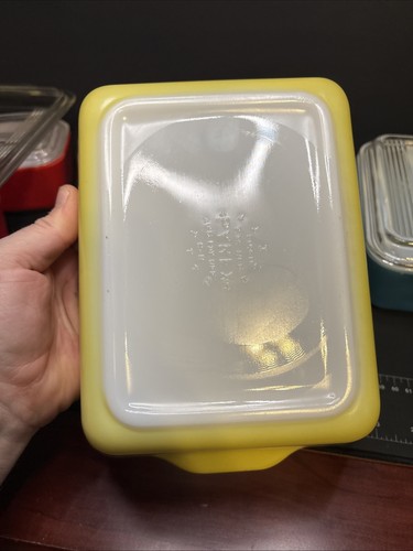 Juego completo de cazuela para refrigerador Pyrex vintage MCM de 8 piezas colores primarios - Imagen 17 de 21