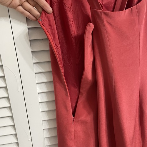 Vintage ANN TAYLOR Coral 100% Silk Sleeveless Fitted Mini Dress Women’s Sz 10 - Picture 5 of 13