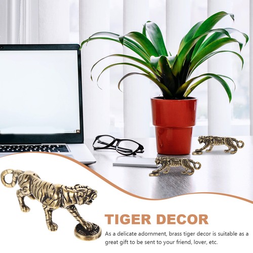 3 Piezas El Llavero del Tesoro Tigre y Leopardo Oficina Latón Ornamento Estatuilla - Imagen 7 de 12