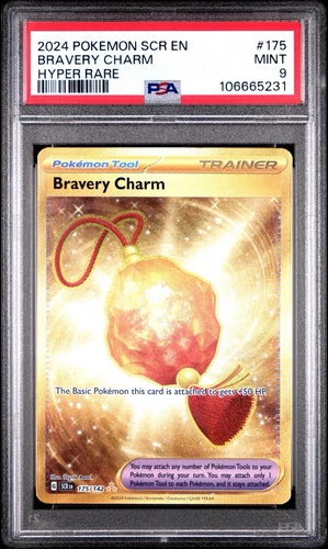2024 Pokemon SCR EN Hyper Rare #175 Bravery Charm PSA 9 MINT