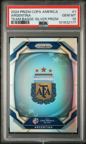 2024 Panini Prizm Copa America ARGENTINA Team Badge Silver Prizm PSA 10